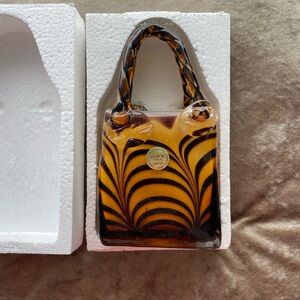 •BLOCK CRYSTAL• Elizabeth Glass Purse >> mouth blown, hand polished, hand cut